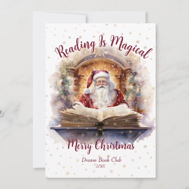 Reading is Magical Snowflake Design Holiday Card (Front)