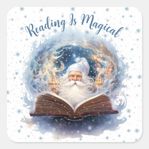 Reading is Magical Snowflake Design Square Sticker