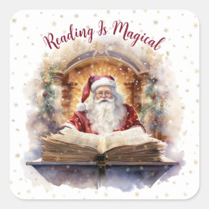 Reading is Magical Snowflake Design Square Sticker