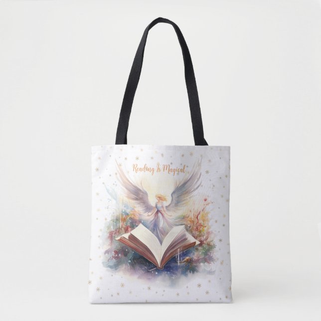 Reading is Magical Snowflake Design Tote Bag (Front)