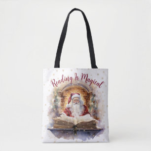Reading is Magical Snowflake Design Tote Bag