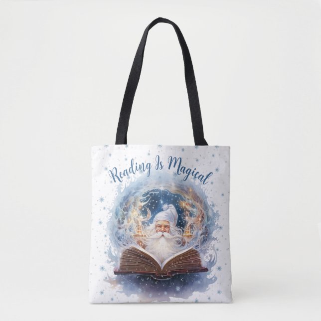 Reading is Magical Snowflake Design Tote Bag (Front)