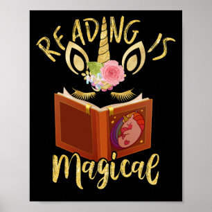 Reading is Magical Unicorn Face Book Lover Poster