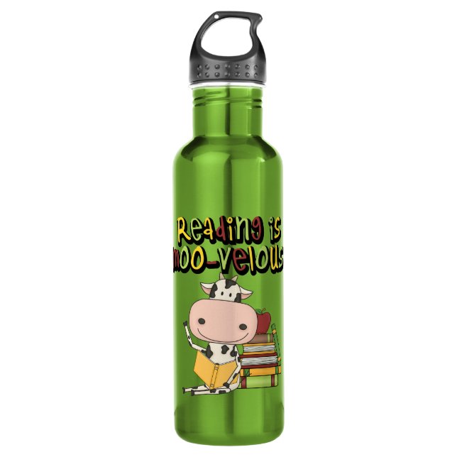 Reading is Moo-velous 710 Ml Water Bottle (Front)