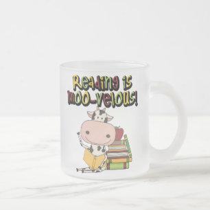 Reading is Moo-velous Frosted Glass Coffee Mug