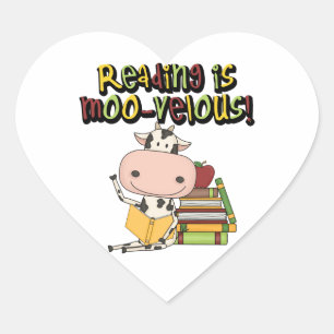 Reading is Moo-velous Heart Sticker
