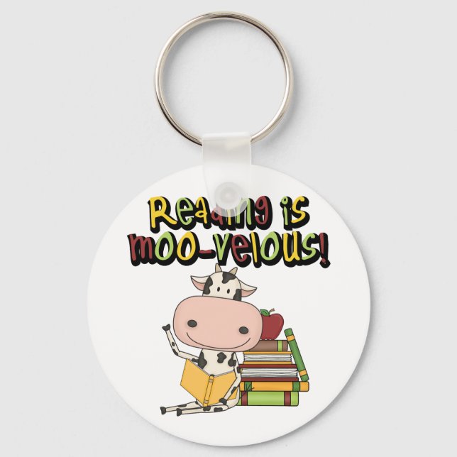 Reading is Moo-velous Key Ring (Front)