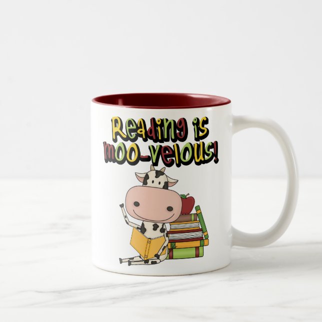 Reading is Moo-velous Two-Tone Coffee Mug (Right)