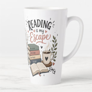 Reading Is My Escape - Cosy Book Lover Aesthetic Latte Mug