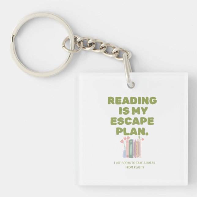 Reading is My Escape Plan - Cozy Book Lover's Desi Key Ring (Front)