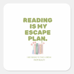 Reading is My Escape Plan - Cozy Book Lover's Desi Square Sticker