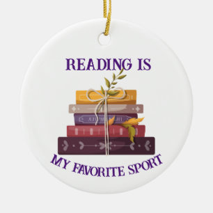Reading Is My Favorite Sport Ceramic Tree Decoration