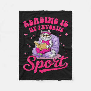Reading Is My Favorite Srt Funny Cat Book Lover Li Fleece Blanket