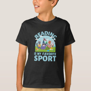 Reading Is My Favourite Sport Animal Book T-Shirt