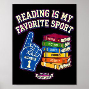 Reading is my favourite sport foam finger book poster