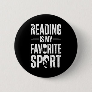 Reading is my favourite sport funny book lover 6 cm round badge
