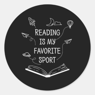 Reading Is My Favourite Sport Read Bookworm Book Classic Round Sticker