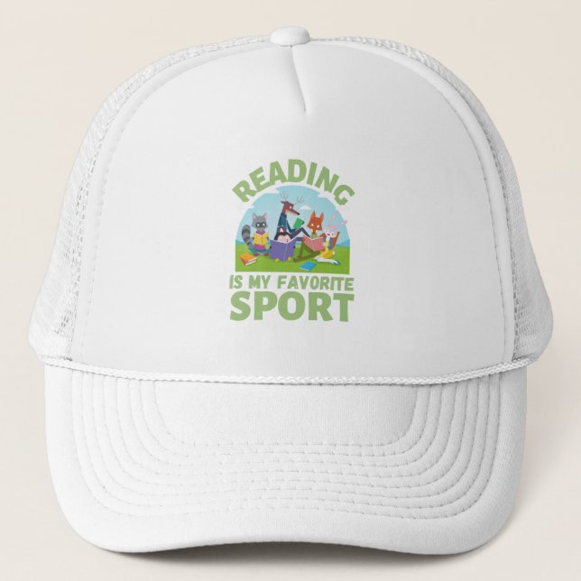 Reading Is My Favourite Sport Reading Forest Trucker Hat (Front)