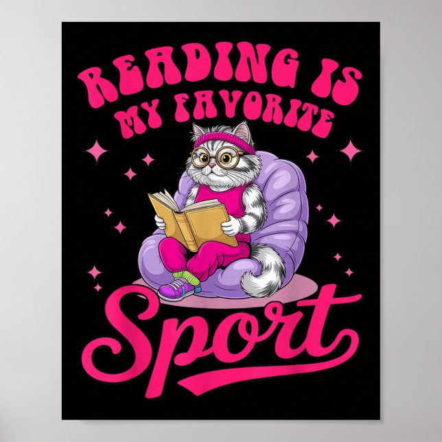 Reading Is My Favourite Srt Funny Cat Book Lover L Poster (Front)