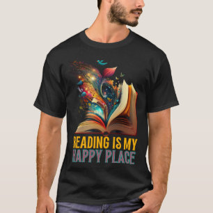 Reading is my Happy Place Book Nerd Bookworm Libra T-Shirt