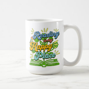 Reading is My Happy Place Colorful  Coffee Mug