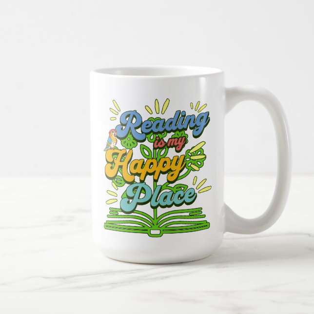 Reading is My Happy Place Colorful  Coffee Mug (Right)