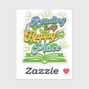 Reading is My Happy Place Colorful Vinyl Sticker