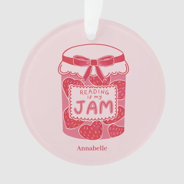 Reading is my jam book lover ornament (Front)