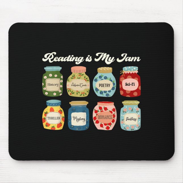 Reading Is My Jam Book Lover Teacher Student Liter Mouse Mat (Front)
