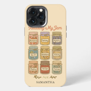 Reading Is My Jam Cute Book Lover Genre Jars  iPhone 13 Pro Max Case
