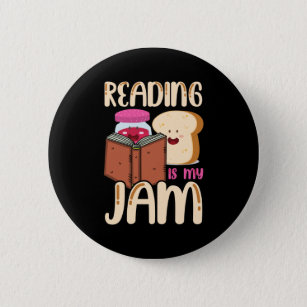 Reading Is My Jam Funny I Love to Read Books Gift 6 Cm Round Badge
