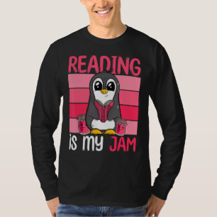 Reading Is My Jam I Love To Read Book Funny Pengu T-Shirt