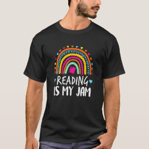 Reading Is My Jam Rainbow Teacher Book Nerds Bookw T-Shirt