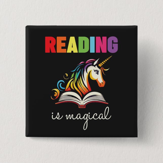 Reading is my magical 15 cm square badge (Front)