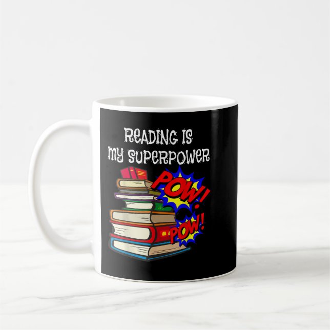 Reading Is My Super Power Superhero Best English T Coffee Mug (Left)