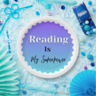Reading Is My Superpower Paper Plate