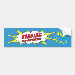 Reading is my Superpower...School Bus sign/sticker Bumper Sticker