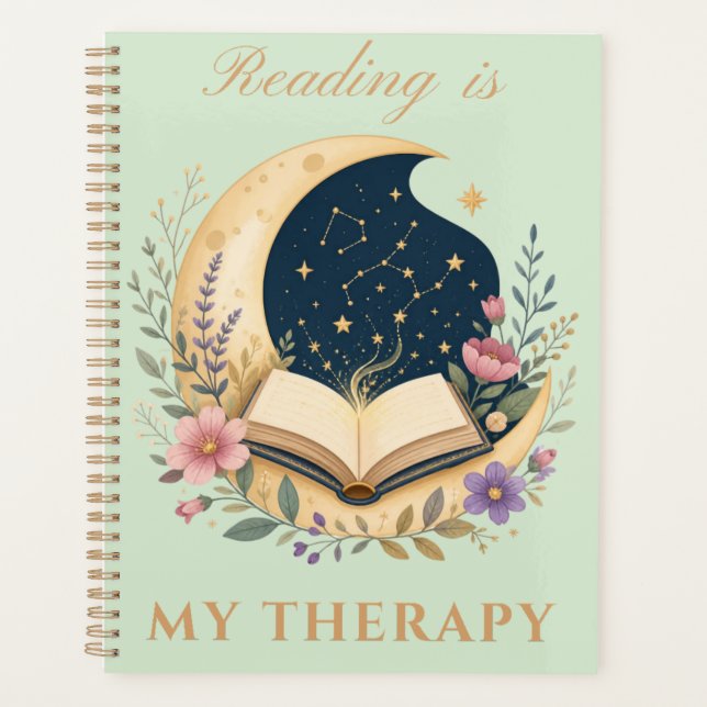 Reading is My Therapy Celestial Moon  Planner (Front)