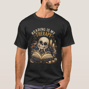 Reading Is My Therapy Celestial Skeleton Bookish T-Shirt