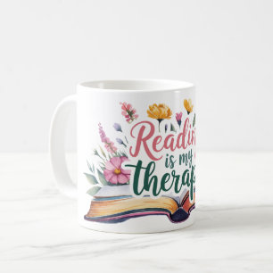 Reading is My Therapy Wildflower Bookish Coffee Mug