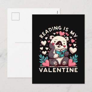 Reading Is My Valentine Holiday Postcard