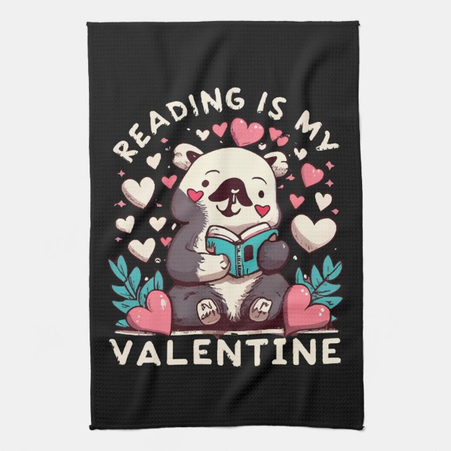 Reading Is My Valentine Tea Towel (Vertical)