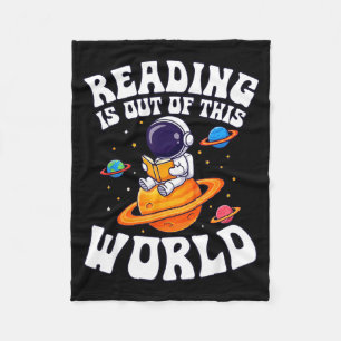 Reading is out of this world astronaut funny books fleece blanket
