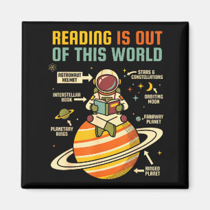 Reading is out of this world astronaut reading magnet
