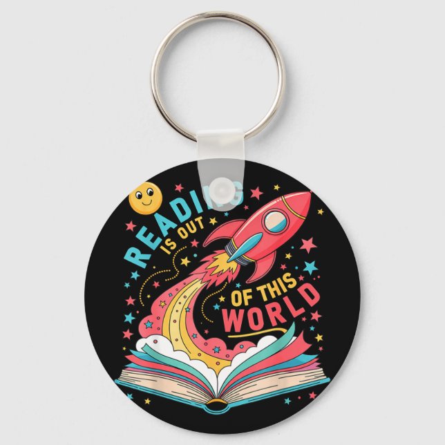 Reading is out of this world astronaut space book key ring (Front)