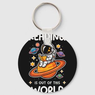 Reading is out of this world astronaut space book key ring