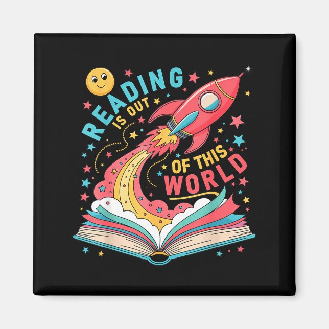 Reading is out of this world astronaut space book magnet (Front)