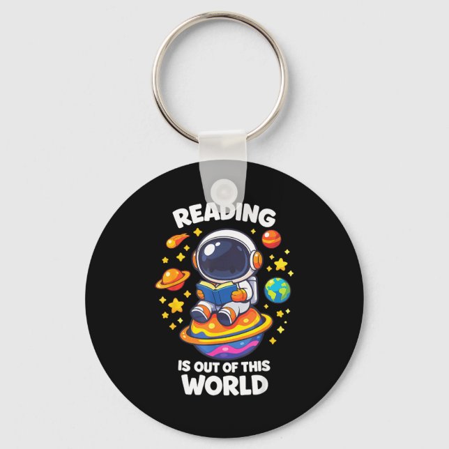 Reading is out of this world cute space book key ring (Front)