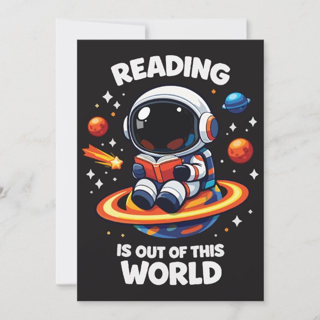 Reading is out of this world invitation (Front)
