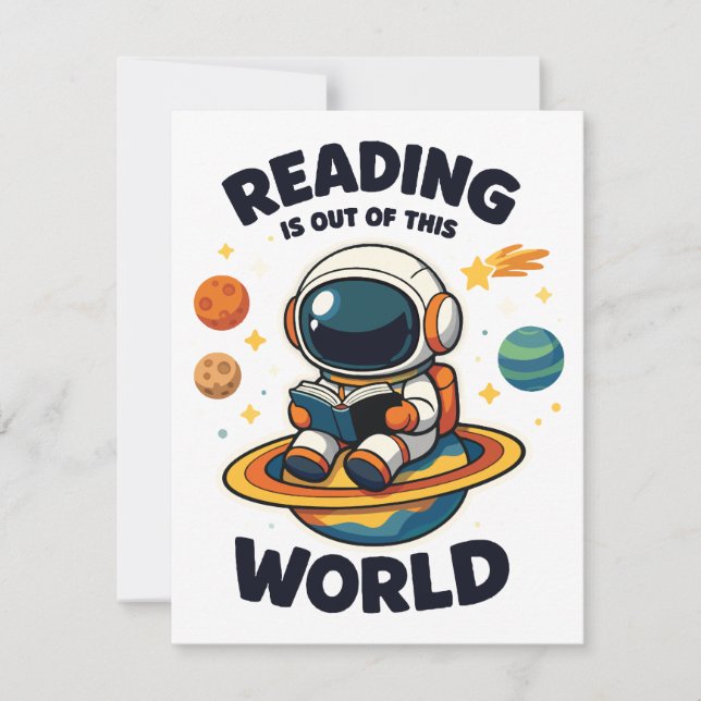 Reading is out of this world invitation (Front)
